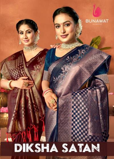 BUNAWAT DIKSHA SATAN 1001 TO 1006 DESIGNER SILK SAREE WHOLESALER IN INDIA